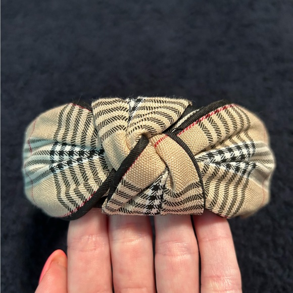 Plaid White, Black, Tan & Red Headband - Picture 2 of 8